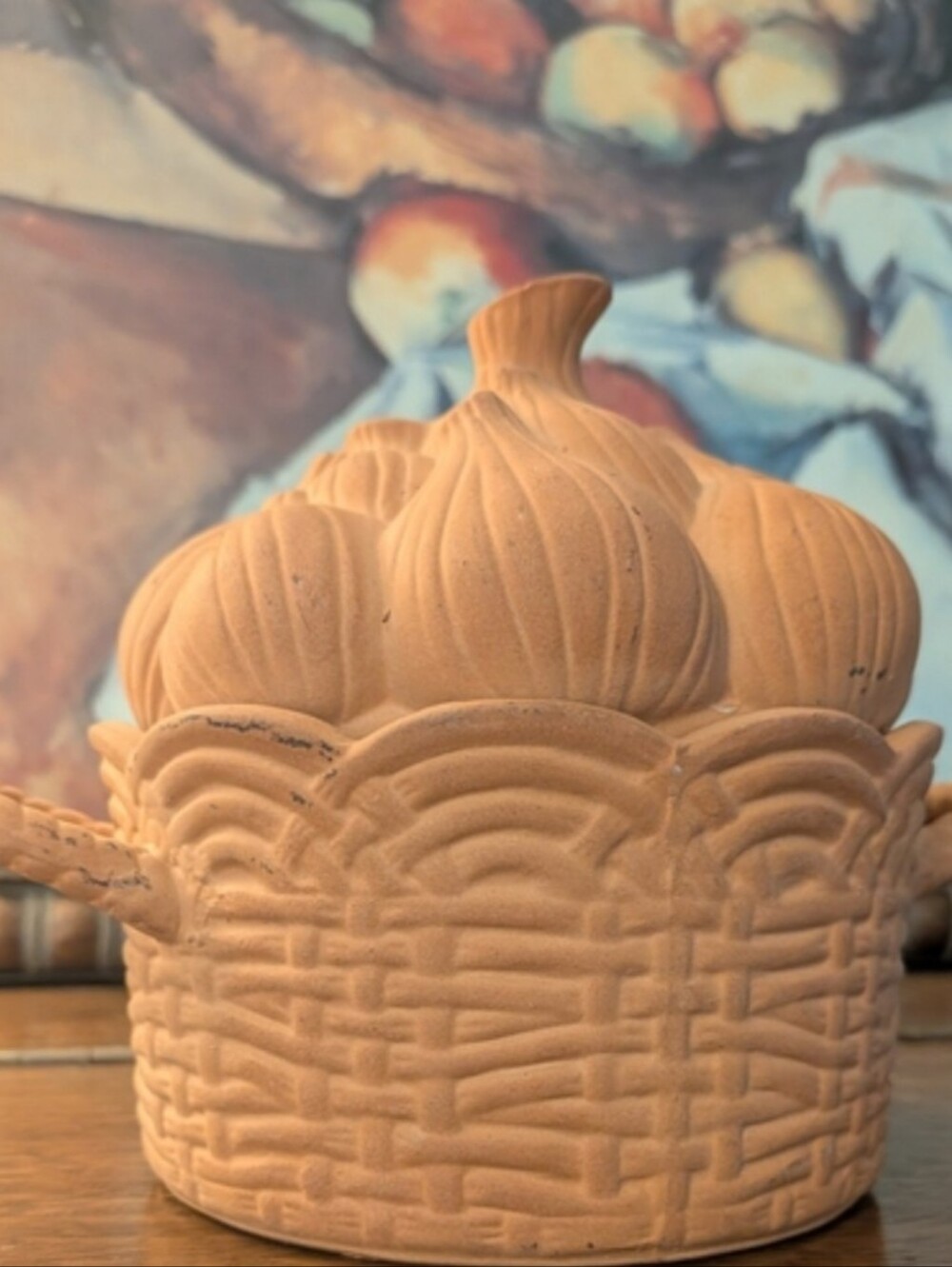 Terracotta Garlic Keeper Braided Basket Garlic Bulb Lid Lidded Pot